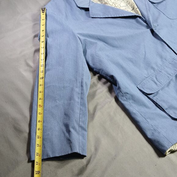 Haband Travelers Chambray Blazer Mens L Blue Map Lined Unstructured Sport Coat - Picture 11 of 12